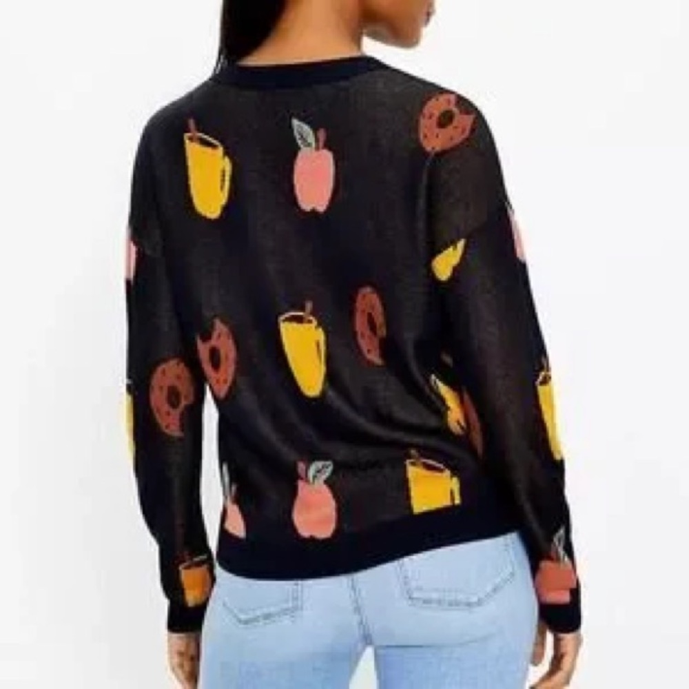 LOFT Apple Cider Donut Novelty Fall Knit Long Sleeve Pullover Sweater Size S - Picture 2 of 7